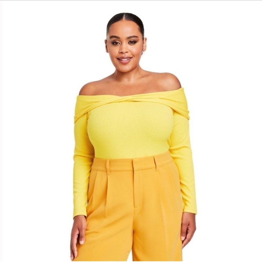 Sergio Hudson Target Yellow Off-Shoulder Bodysuit 2X